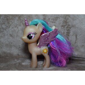 My Little Pony Princess Celestia Glitter Wings Toy Figure Sparkle Brushable READ